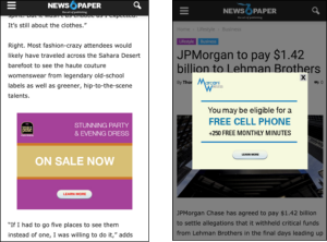 Figure 2: Sample banner (left) and interstitial (right) ads.